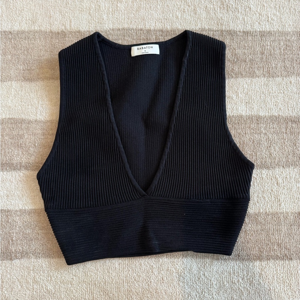 Babaton Black Ribbed Croptop